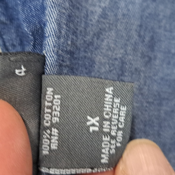 Vintage dots denim mini dress - button up - v neck - 1X - Picture 7 of 7